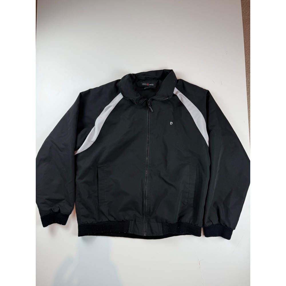 Pierre‎ Cardin Mens Black White Stripe Full Zip Windbreaker Jacket Medium M